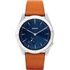 KOMONO Ray Legacy Leather Silver Blue Cognac Men's Japanese Quartz Analogue Watch with Genuine Leather Strap