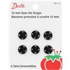 Dritz Sew-on Snaps - Nero - Taglia 2 - 6 ct.