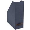 Bigso Box of Sweden Porta riviste con maniglia in pelle - Raccoglitore ufficio in fibra di legno e carta con effetto lino - Portadocumenti scaffali per riviste, cartelle o giornali - blu