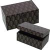 DRW Set di 2 scatole rettangolari in legno MDF e tela poliestere con fogli 30 x 18 x 15 cm e 24 x 14 x 12 cm