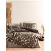 Nuit Des Rêves Ranforce Double Quilt Cover Set (200 x 200 cm), 100% cotone, Beige & Brown, 2 scatole per cuscino (80 x 80 cm), Pigment Printed, lavabile in lavatrice, design elegante