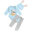 Geagodelia Neonato Bambino Ragazza Il Mio Primo Pagliaccetto Di Pasqua Vestito Manica Lunga Coniglio + Pantaloni + Cappello Orecchio, Azzurro, 6 mesi