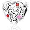 Erizteya Love Mom Heart Bead Charm per donne Bracciali Collane con 5A Cubic Zirconia 925 Sterling Silver Pendenti Perline Natale Anniversario Gioielli Regalo