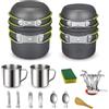 DUOJIN Campeggio Pentole Utensili Set da Cucina Outdoor Gavette per 1-2 Persone Portabile per Picnic Campeggio Leggero e Compatto per Campeggio Trekking Picnic Escursionismo