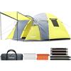 Chihee Tenda da campeggio 3 persone Doppio strato Tende a cupola Grande capacità 4 Stagioni Da viaggio Zaino in spalla Spiaggia Rifugio all'aperto Impermeabile Tenda antivento con parapioggia
