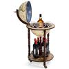 GYMAX Portabottiglie di Vino con Mappamondo, Carrello Bar con Ruote, Supporto da Vino con Coperchio e Piastra di Base, per Bar Sala da Pranzo, Stile Vintage (Stile 4)
