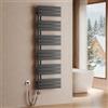 S'AFIELINA Scaldasalviette Elettrico con Termostato Antracite 1599x500mm 1000 Watt Radiatore per Asciugamani con Resistenza Elettrica Timer Termoarredo per Bagno Pannello Laterale