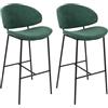 Beliani Set di 2 sedie da Bar Moderne Seduta Imbottita in Tessuto Senza braccioli Schienale Curvo Gambe Nere Verde