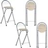 GOKHOMX Sgabello da bar pieghevole Set di 4 sgabelli pieghevoli portatili, sedia da bar pieghevole con schienale per bistrò, cucina, terrazza esterna, altezza seduta 61 cm, rovere e argento