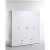 MERCATONE GERMANVOX da oltre 40 anni arr Armadio Guardaroba per Camera da Letto, 4 Ante, 2 Cassetti, Legno Bianco, 160 cm L x 52 cm P x 177 cm A