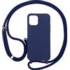 PuYu Zhe Cover con Cordino compatibile con iPhone 12 Mini,Cellulare Girocollo Custodia con Corda Silicone Case TPU Bumper Regolabile Necklace laccio Shell-Blu scuro