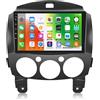 CAMECHO Android 13 Autoradio con Navigatore GPS per Mazda 2 2007-2014,Schermo da 9 Pollici Stereo 2 DIN con Bluetooth FM/RDS Mirror Link WiFi SWC