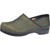Sanita Professional | Zoccoli Chiusi in Pelle Oliata da Donna | Originale Fatto a Mano in Pelle Flessibile | Plantare Anatomico in Schiuma Morbida | Verde | 36