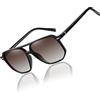 DUCO Occhiali da sole polarizzati quadrati retrò vintage donna uomo doppio ponte occhiali da sole DC3001, Cornice nera sfumata lente marrone