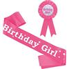Lahviuu 2 Pezzi Fascia Compleanno Fasciacce Birthday Girl Badge Cintura per Ragazza Distintivo di Compleanno (rosso)
