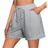 Litherday Pantaloncini Sportivi Donna Estate Cotone Casual con Tasche per Palestra Cycling Jogging Yoga Allenamento Grigio M