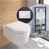 Villeroy & Boch Embrace WC sospeso, SET completo, con placca di azionamento v801 e elemento incasso Geberit,, 5C24R0R1+VU8001GW#SET#NEW, Embrace bianco [WC > WC con Elementi Incasso]