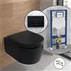 Villeroy & Boch Embrace WC sospeso, SET completo, con placca di azionamento v801 e elemento incasso Geberit,, 5C24R0R7+VU8001MB#SET#NEW, Embrace nero opaco [WC > WC con Elementi Incasso]