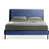 EVERGREENWEB MATERASSI & BEDS EVERGREENWEB - Letto Matrimoniale con Rete a 26 Doghe in Legno 160x195 cm, Elegante Testiera Imbottita a Strisce in Tessuto Velluto color Blu, Struttura Rinforzata, Montaggio Facile, Modello MIAMI