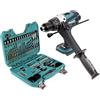 Makita DHP 458Z - Trapano avvitatore a percussione a batteria, 18 V, 91 Nm + 100 pezzi, punta e trapano