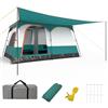 FANTASK Tenda grande con tenda e pavimento, tenda da campeggio per 4-6 persone, 2 stanze e 2 ingressi, tenda a tunnel con tetto rimovibile e borsa per il trasporto