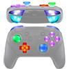 eXtremeRate Multicolori Tasti Luminosi per Nintendo Switch Pro Controller,Levette Analogiche D-pad Trigger Pulsanti DTFS LED Kit V2 per Switch Pro Joystick,Non Include Controller-Trasparente