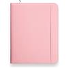Vebon® Raccoglitore ad anelli, formato A4Paris, con chiusura lampo e portablocco, cartellina portadocumenti + borsa per computer portatile, spazio extra I ecopelle, rosa pastello