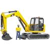 bruder 02466 - mini escavatore Cat con operaio, cantiere, veicolo da costruzione, giocattolo