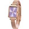 Taxau Orologio da donna al quarzo impermeabile vintage squisito lusso in acciaio inox orologio da donna diamante Small Womens Wrist Watch, Bracciale in oro rosa quadrante viola-8103wd, Rechteck