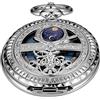 Tiong Orologio da tasca meccanico con cassa singola o doppia apertura argento, orologio da tasca meccanico con numeri romani quadrante da tasca per uomo, Mpw120-uk, 3