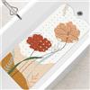 SHUCHING Boho Tappetino Antiscivolo Vasca da Bagno 100x40cm, Tappeto Doccia Antiscivolo Senza BPA, Tappetino Bagno Resistente alla Muffa e Lavabile in Lavatrice