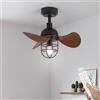 Lrenjon 22 Lampadario Ventilatore Industriale Vintage, Ventilatore a Lampadario con Timer e Telecomando, 6 Velocità, Motore Reversibile, 3 Pale Ventilatore da Soffitto Piccolo con Luce E27