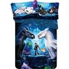 Theonoi Set di biancheria da letto per bambini, 2 pezzi, copripiumino reversibile, 135 x 200 cm, 80 x 80 cm, in cotone, conforme allo standard Öko-Tex (How to Train Your Dragon)