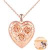 MICSAVI Collana Rose Foto Personalizzata Medaglione Cuore in Argento 925 per Donna Ragazza, Ciondolo Cuore con Tre Rose, Regalo Gioiello Portafoto per Fidanzata Madre Figlia