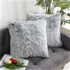 Uhomy Confezione da 2 federe decorative per cuscini della serie Luxury Super Soft in finta pelliccia, per divano o letto, grigio sfumato, soffici, double face, 45 x 45 cm