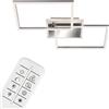 Briloner - Plafoniera LED, Lampada da Soffitto Dimmerabile, Telecomando, Controllo Temperatura Colore, Include Funzione Luce Notturna e Timer, 40 W, Cromo-Alluminio, 500 x 388 x 80 mm (LxWxH)