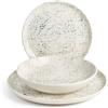 H&H Servizio tavola 18 pezzi Giove in stoneware puntinato colore avorio e nero