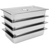 LOIRIIC 4 contenitori in acciaio inox, per hotel, per catering, buffet, vassoio per alimenti, contenitore con coperchio, per porzioni di feste di catering, arrosti, cuocere, torte, 50,8 x 30,48 x 10 cm
