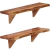 vidaXL 2X Legno Massello di Acacia Mensole Robuste Naturale Lavorazione Artigianale Accattivanti Resistenti Ripiani Scaffali Libreria 60x20x18 cm