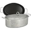 MA MAISON Casseruola Ovale Ø 32 cm Con Coperchio e 2 Manici Antiaderente in Alluminio per Cucinare - Adatta a Gas Vetroceramica e Fornelli Elettrici - Antigraffio + Manici con Foro
