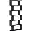HOMCOM Libreria di Design, Libreria a Parete Nera, 6 Ripiani Scomposti, Struttura a Zig-Zag, Moderna, Resistente, in Legno, per Salotto e Ufficio, 80x24x191cm, Nero