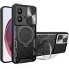 SEAHAI Cover per Motorola Moto G84 5G, [Militare Anti-Caduta] Silicone Ultra Sottile Stile Fresco Custodia, con Metallo Magnetico Supporto e Protezione Fotocamera - Nero