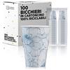 cubex professional Bicchieri in carta monouso 200 ml 7 once 100% Made in Italy per acqua e bevande calde e fredde ECOLOGICI COMPOSTABILI e BIODEGRADABILI di design (Nimphea, 100)
