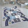 Paco Home Tappeti da gioco a pelo corto colorati per camerette dei bambini con diversi motivi, Dimensione:80x150 cm, Colore:Grigio