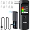 VEIPAO Etilometro Portatile Certificato Alcol Test: Alcoltest Professionale Italiano con 11 Boccagli - Etilometri con Schermo LCD Digitale Alta Precisione per Uso Personale Casa Test, Nero