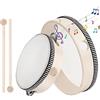 EKOCEV Tamburo Tamburello, 2 Pezzi Tamburello a Mano Tamburello a Percussione per Bambini, Tamburello a Fila Singola, Tamburello Legno Bambini per Danza e Accompagnamento Vocale Feste (6 Pollici e 8 Pollici)