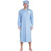 TiaoBug Camicia da Notte da Uomo Pigiama da Uomo Maniche Lunghe con Cappello Camicia da Notte Dormire Maglie Pigiama Girocollo Tunica Robe Accappatoio Uomo Blu polveroso L