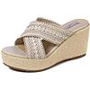 QUEEN HELENA Sabot a Fascia Incrociata Sandali con Zeppa Alti Donna ZM9433 (Bianco, Sistema Taglie Calzature EU, Adulto, Donna, Numero, Media, 37)