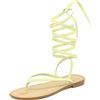 QUEEN HELENA Sandali Infradito alla Schiava Bassi con Lacci Casual Donna Y3008 (Y4008 Giallo, numeric_37)