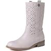 QUEEN HELENA Stivali Bassi Traforati Stivaletti Casual Donna X30-109 (Beige, Sistema Taglie Calzature EU, Adulto, Donna, Numero, Media, 37)